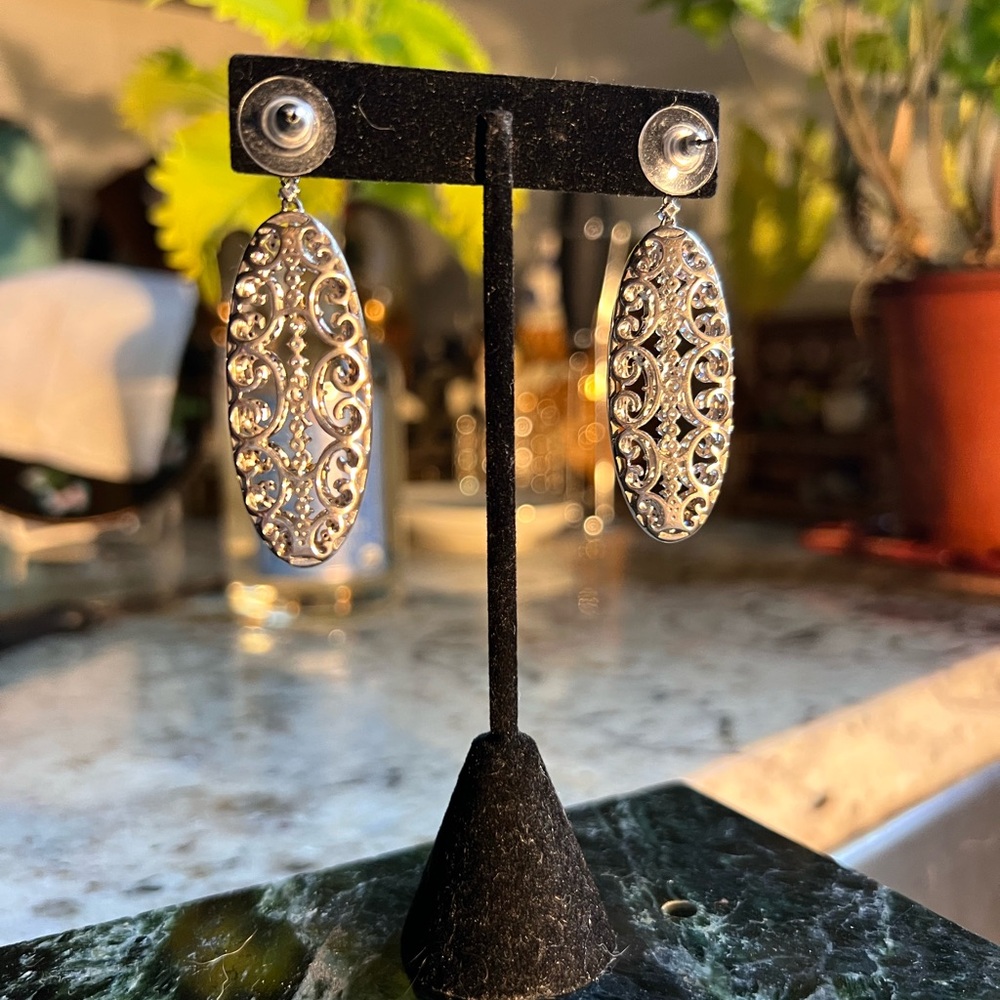 Unique Vintage Silver Statement Earrings - image 4